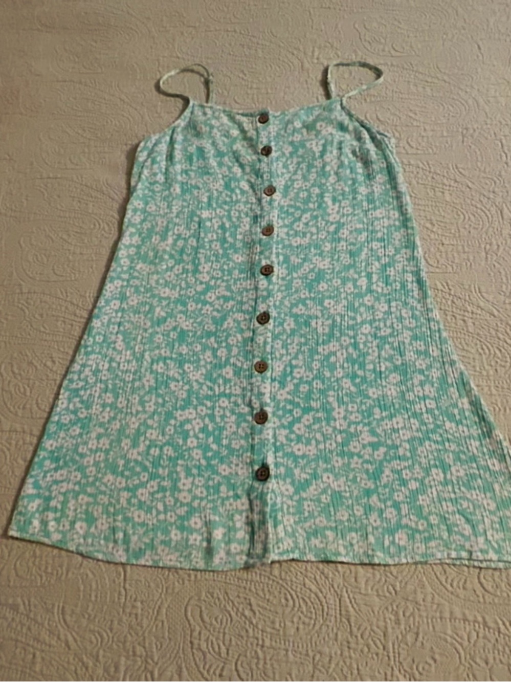 Billabong Morn Light mini slip dress, med, mint/cream, used.
